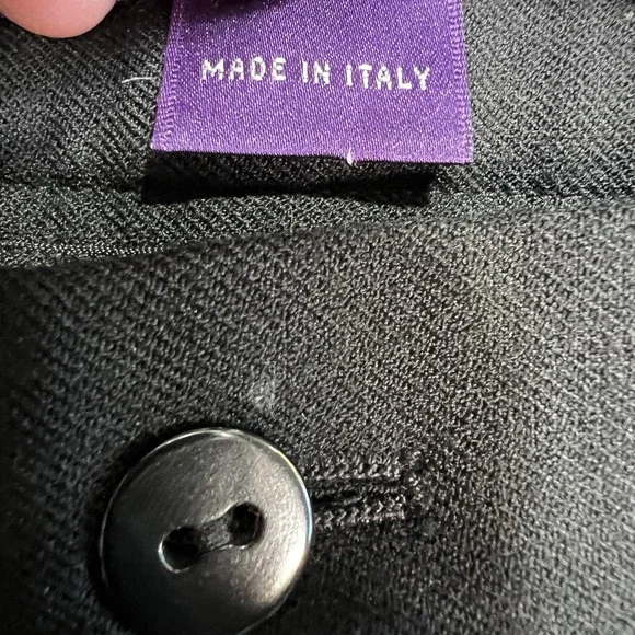Ralph Lauren Purple Label Wool High Waist Dress Pants Black Sz 6 Button Pant Hem - Picture 6 of 16